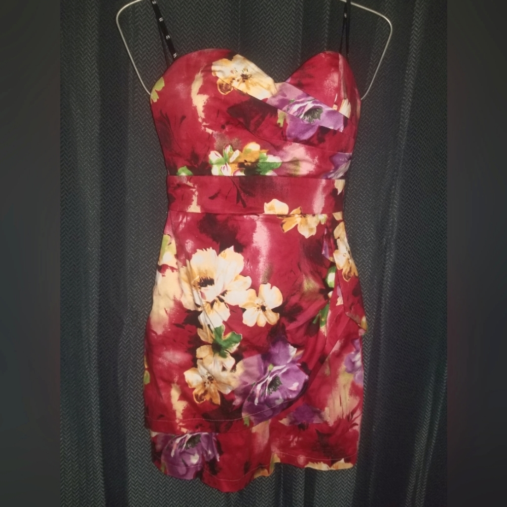 Strapless Floral mini dress  size 3